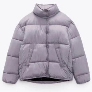 Zara Lavender Puffer Jacket Size Small